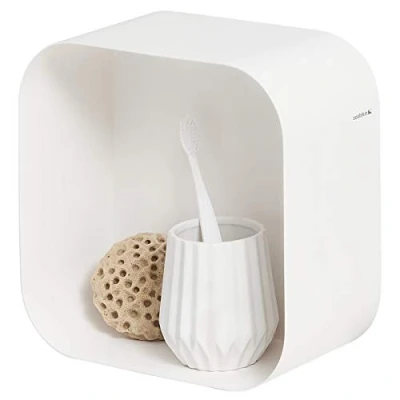 Immagine di Sealskin Brix Cubo da Parete, Piccolo, Metallo, Bianco, 24 x 12 cm