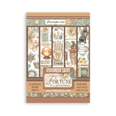 Immagine di Stamperia Washi Pad per scrapbooking, albums, card making, bullet journalling and more traslucent easy to cut, acid free, Perfect for hobby, artigianato, gifting (Fortune) (A5) (8 fogli)