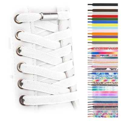 Immagine di SULPO Lacci scarpe elastici con chiusura rapida in metallo senza legatura piatti silicone nodo per adulti e bambini Stringhe elastiche