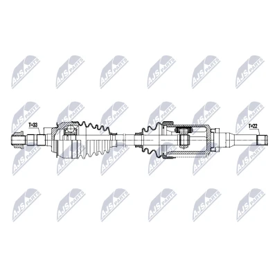 Immagine di NTY NPW DW 061 Albero motore / Semiasse Assale anteriore Sx 636mm Trasmissione automatica CHEVROLET: Cruze Sedan