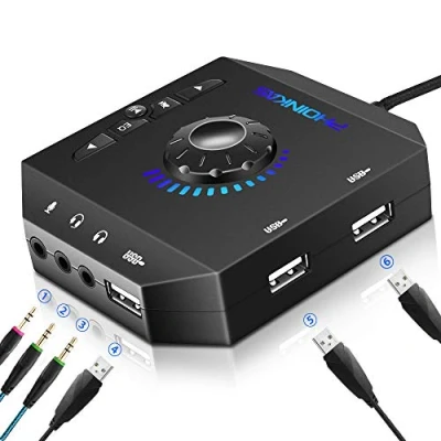 Immagine di PHOINIKAS Scheda Audio Esterna, Adattatore Microfono USB con Jack per Cuffie da 3,5 mm, Controllo Volume, Riproduzione plug in Stereo, Windows, Mac, Linux, PC, laptop, desktop