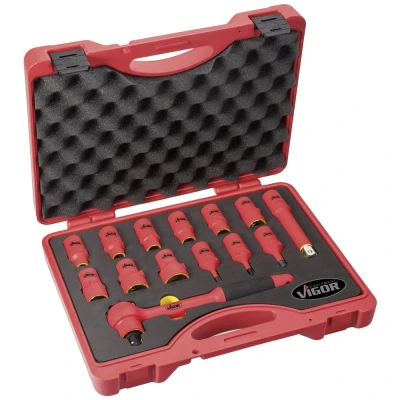Immagine di Vigor Kit di chiavi a bussola Quadrata , 1/2 (12.5 mm) 14 parti V3343
