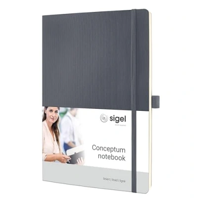 Immagine di SIGEL CO319 Taccuino premium a righe, A4, copertina flessibile, grigio, Conceptum
