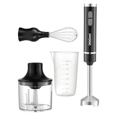 Immagine di Digiquest Frullatore Ad Immersione Multiuso Handy 400 Full 3 in 1, lame e braccio smontabile acciaio inox, impugnatura ergonomica, con ciotola bicchiere inclusi nella confezione