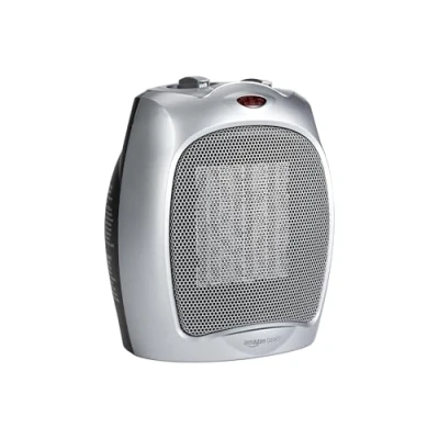 Immagine di Amazon Basics Termoventilatore in ceramica da 1500 Watt con termostato regolabile Argento