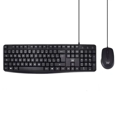 Immagine di Ewent Set Tastiera e Mouse con Digitazione Clic Silenzioso, USB, Layout QWERTY Italiano per PC Notebook Windows o Mac, Cavo da 1.5m