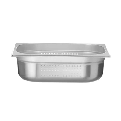 Immagine di HENDI contenitore Gastronorm, GN 1/2, con lati e fondo perforati, GN, impilabile, bordi arrotondati, resistente alla temperatura da 40 a 300C, 6,5L, altezza: 100mm, acciaio inox