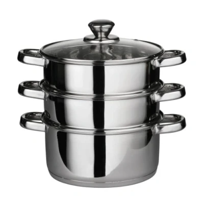 Immagine di Premier Housewares Multi Steamer Vaporiera, Acciaio inossidabile, Coperchio in vetro, Argento, Ø22 x H25 cm