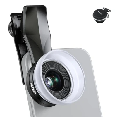 Immagine di NEEWER Obiettivo Macro 10X con Clip per Telefono Filettata da 17mm e Paraluce Diffusore Rimovibile, Anche Phone Cage/Phone Case/Phone Clamp/Backplate Filettatura 17mm, LS 28 PRO
