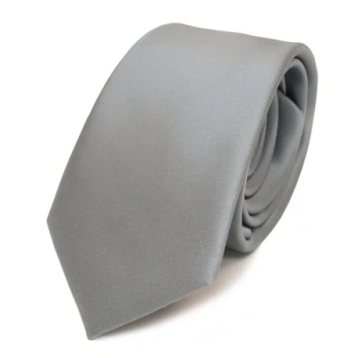 Immagine di TigerTie stretta raso cravatta grigio chiaro argento uni Binder + 100% poliestere