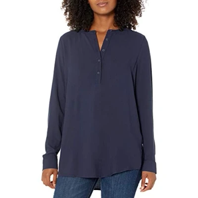 Immagine di Amazon Essentials Camicetta in Tessuto a Maniche Lunghe Donna, Blu Marino, S