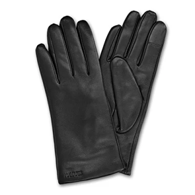 Immagine di Navaris Guanti Capacitivi Touch screen in Pelle da Donna con Imbottitura Cashmere Nappa Display Smart phone tablet Nero M