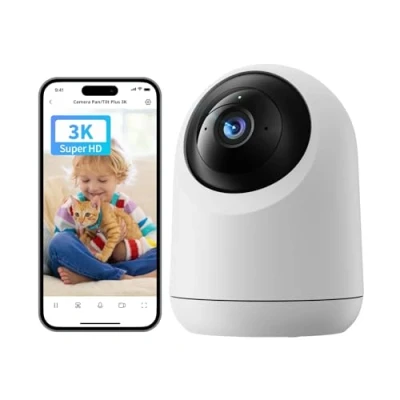 Immagine di SwitchBot Telecamera Wifi di Sicurezza Domestica 5MP, Pan/Tilt Cam 3K Super HD, 2,4 GHz Wi Fi Plug in, Bambino Animali Monitor, 360 Rilevamento del Movimento, Audio Bidirezionale, Funziona con Alexa
