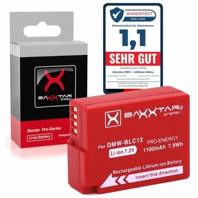 Immagine di Baxxtar Pro batteria DMW BLC12 E (vero 1100mAh) Chip intelligente per Lumix DC FZ1000 II G91 DMC FZ2000 FZ330 FZ300 FZ200 GX8 G70 G80 G81 G7 G6 G5