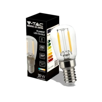 Immagine di V TAC Lampadina LED Filamento per Frigorifero e Lampade Attacco E14 2W 200 Lumen Lampadine T26 Piccole Massima Efficienza Risparmio Energetico Luce 6500K Bianca Fredda