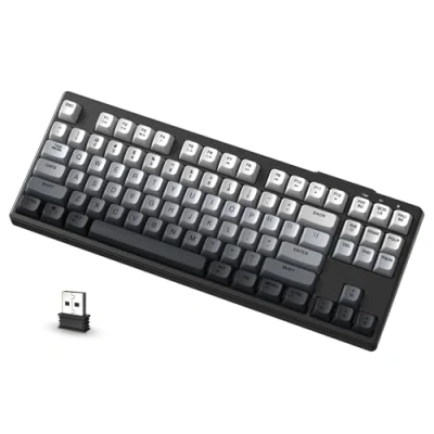 Immagine di ATTACK SHARK X FREEWOLF M87 Tastiera da Gioco Wireless all&#039;80%, TKL RGB Mechanical Feeling SA PBT Bluetooth/2.4Ghz, Batteria 4000 mAh per Mac/Win, Ufficio/Giochi, QWERTY Sfumatura Nera