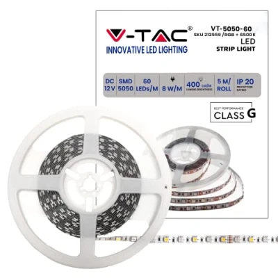 Immagine di V TAC Striscia LED da Interno SMD 2835 5W 5 Metri Adesiva per Casa, Cucina, Camera, Ambienti Interni Colore della Luce Bianca Calda 3000k Strisce Alta Luminosità 12V