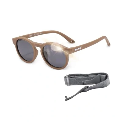 Immagine di Maesy Occhiali da sole per bambini Bowi 1 3 anni Flessibili Cinturino elastico regolabile Protezione polarizzata UV400 e bambine rotondi (Marrone taupe)