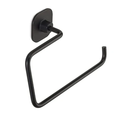 Immagine di GEDY Teide Porta Asciugamani Bagno ad Anello in Acciaio Inox e Cromall, Finitura Nera, Dimensioni 10 x 20 7,2 cm 0,23 kg