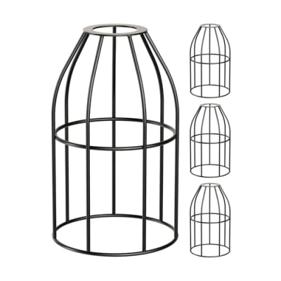 Immagine di ledscom.de Paralume a gabbia 4 pezzi, nero, Ø 122 mm