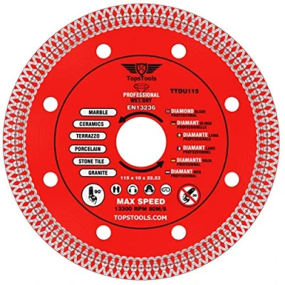 Immagine di 1 x TopsTools TTDU115 115 mm (4&quot;) 10 22,23 Alesaggio Turbo Diamond Smerigliatrice angolare Lama per sega circolare compatibile con Bosch Dewalt Makita Milwaukee e molti altri