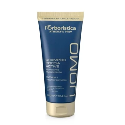 Immagine di L&#039;Erboristica Athena&#039;s Uomo Active, Shampoo Doccia Stimolante e Rivitalizzante, con Caffeina Vitamin Complex, 200 ml, Made in Italy