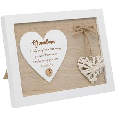 Immagine di Maturi Targa autoportante con Un Cuore Intrecciato Sentiment Gift Grandma, Legno ingegnerizzato, Marrone, 20 x 15 1.5cm