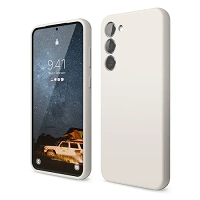 Immagine di elago Cover Silicone Liquido Compatibile con Samsung Galaxy S23 Plus Custodia, Premium, Protezione Completa Copertura 4 Strati Antiurto, Antigraffio Fodera in Microfibra Morbida (Beige)