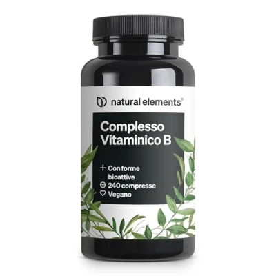 Immagine di Complesso Vitaminico B 240 compresse con 8 vitamine essenziali e cofattori forme bioattive vegano, ad alto dosaggio testato in laboratorio