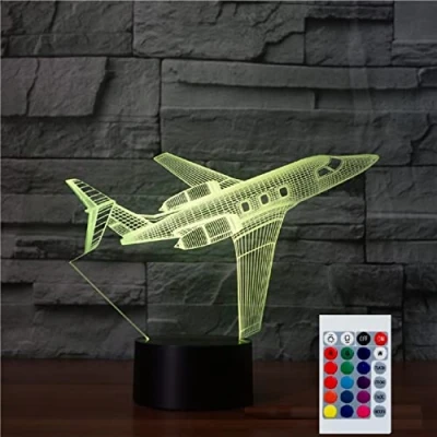 Immagine di SUPERHONGJIHAO Luce notturna per bambini 3D Aircraft lampada a led con telecomando 16 colori che cambiano regalo di compleanno Natale bambino
