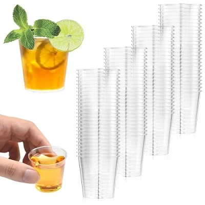 Immagine di Magrimaxio 100 bicchierini riutilizzabili, Bicchieri shot in Plastica trasparente, liquore da colpo riutilizzabil, Multifunzione Dura, 3cl/30ml, per Degustazioni, Feste, Compleanni
