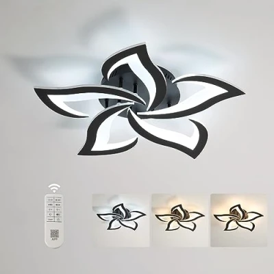 Immagine di Comely Plafoniera LED Soffitto Dimmerabile, Lampada da con Telecomando/APP, 40W 4700LM 3000K 6500K 60cm, Funzione di Memoria, Acrilico Moderna per Soggiorno Camera Letto,Nero