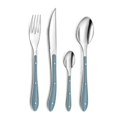 Immagine di Amefa 1 2 3 SV Posate 24PZ Bistro Blu Denim, Acciaio Inossidabile