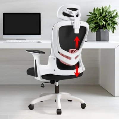 Immagine di LIMBALAY Sedia Ufficio Ergonomica con Supporto Lombare, Braccioli Regolabili, Poggiatesta E Altezza da Ufficio, Scrivania, per Computer In Rete a Dondolo 125