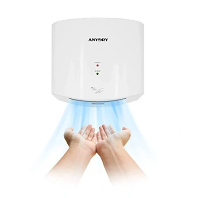 Immagine di anydry 2630S Asciugamani Elettrico con fotocellula, Compatto ad Aria, Asciuga Mani Automatico Professionale a Parete, Guscio in plastica ABS, 1400 1650W.(Bianco)