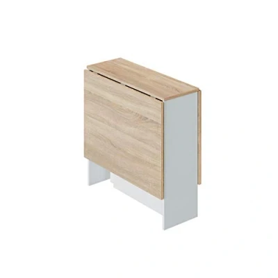 Immagine di Habitdesign Fly Tavolo ausiliario, Melamina, Bianco/Rovere, L31/140 x H78 P77cm