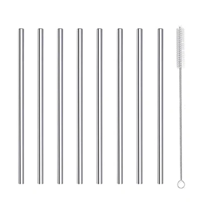 Immagine di morneve Cannucce Corte in Acciaio Inox, Piccole Riutilizzabili Metallo Inossidabile per Cocktail Rock Gin Vetro Barattolo, Forniture Feste con Spazzola, Argento 8 Pezzi