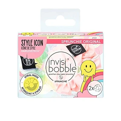 Immagine di Invisibobble elastici per capelli scrunchie Duo Rosa e Arcobaleno Sprunchie x2 Scrunchies seta Edizione limitata Idee regalo donna