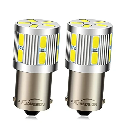 Immagine di Ruiandsion lampadine a LED 1156, 2 pezzi, 1141 1003 BA15S, 6 V, super luminose, 5630, 17SMD, di ricambio per luci retromarcia, indicatori direzione, colore bianco