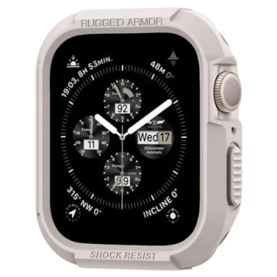 Immagine di Spigen Cover Rugged Armor Compatibile con Apple Watch Series per 9/8/7 45mm e 6/SE/5/4 44mm Dune Beige
