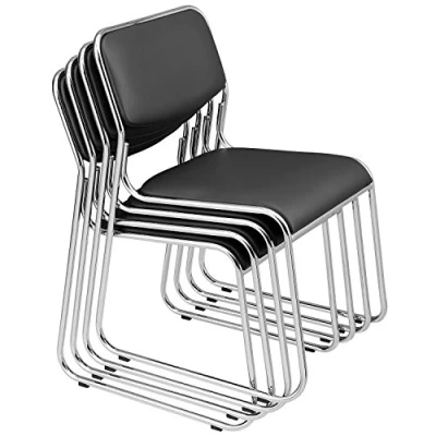 Immagine di [pro.tec] 4x Sedie per visitatore(nero imbottite)(in un set di risparmio) sedia conferenza/sedia / d&#039;ufficio/sedia sala d&#039;attesa