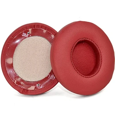 Immagine di Solo3 cuscinetti auricolari di ricambio per cuffie Beats Solo 2 &amp; 3 senza fili, in memory foam con morbida pelle proteica (Vino Rosso)