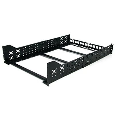 Immagine di StarTech.com Guide rack universali 3U, di montaggio fisse conformi a TAA, Binari per da 19&quot; profondità regolabile apparecchiature non montabili rack, Nero (UNIRAILS3U)