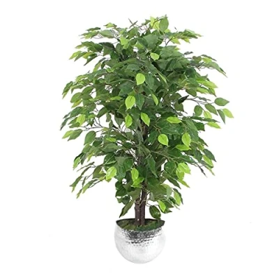 Immagine di Leaf Design UK Piante artificiali realistiche in vaso, colore: verde cespuglioso Ficus argento, 90 cm