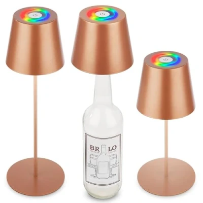 Immagine di BRILONER lampada da tavolo LED senza fili 3 in 1 RGBW IP44, touch, dimmerabile, batteria e luce sostituibili, comodino, lettura, campeggio, a batteria, 36x12 cm, bronzo