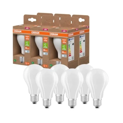 Immagine di OSRAM Lampada LED forma classica di mini candela, con filamento decorativo, classe efficienza energetica A, E14, 1,2 W, 255 lm, 4000 K, bianco freddo. Senza riscaldamento, confezione da 6