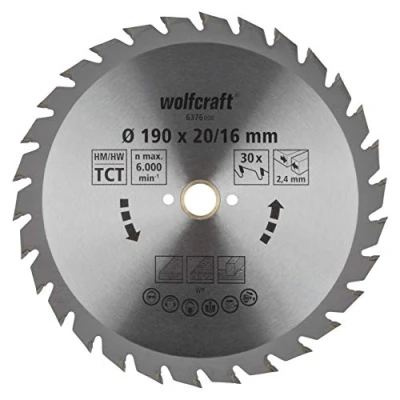 Immagine di Wolfcraft 6376000 Lama circolare in metallo duro 190 x 20 mm Numero di denti: 30 1 pz.