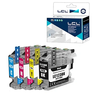 Immagine di LCL Cartucce d&#039;inchiostro Compatibile LC121 LC123 LC123BK LC123C LC123M LC123Y Sostituzione per Brother MFC J4410DW J4510DW J4610DW J4710DW J470DW J6920DW J870DW J245 (1Nero 1Ciano 1Magenta 1Giallo)