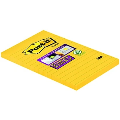 Immagine di Post it 82483 Super Sticky Foglietti a Righe, 75 Fogli, Confezione da 6 Blocchetti, 102 x 152 mm, Giallo Oro