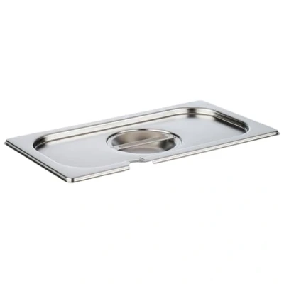 Immagine di APS 81391 GN 1/3 coperchio con incavo per cucchiaio, acciaio inossidabile, dimensioni 175 x 325 mm/altezza 30 mm